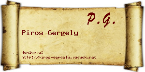 Piros Gergely névjegykártya